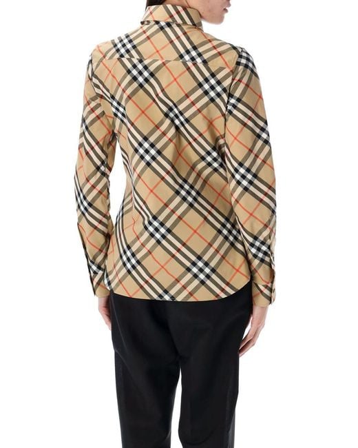 Burberry Natural Slim Fit Check Cotton Shirt For
