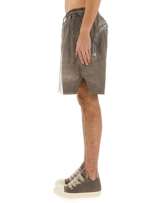 Rick Owens Natural Zippered Bermuda Shorts for men