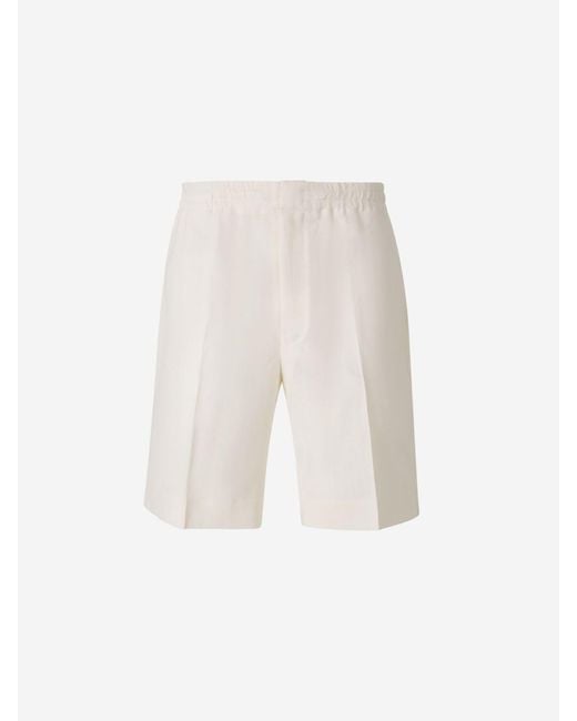 Zegna White Oasi Linen Bermuda Shorts for men