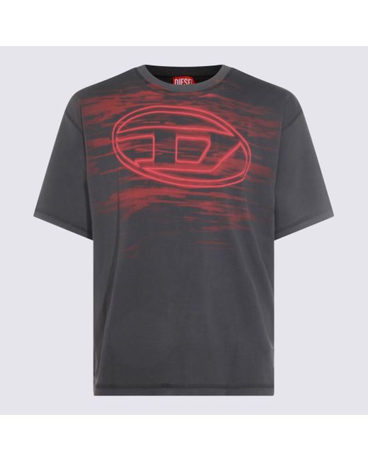 DIESEL Gray Cotton T-Shirt for men