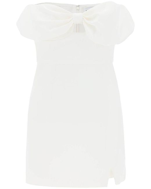 Self-Portrait White Self Portrait Mini Dress With Bow Accent