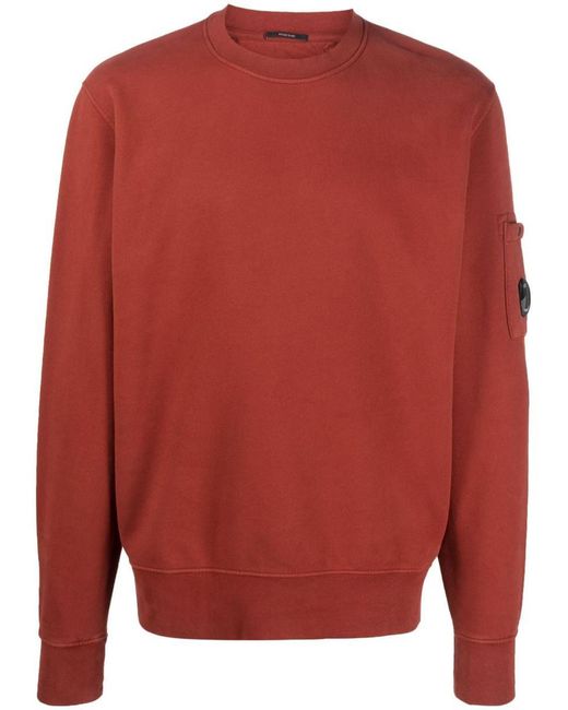 C P Company Red Logo-patch Cotton Sweatshirt for men