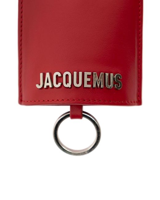 Jacquemus 'le Porte Cle Bagage' Red Key-chain With Logo Lettering In Smooth Leather Man for men