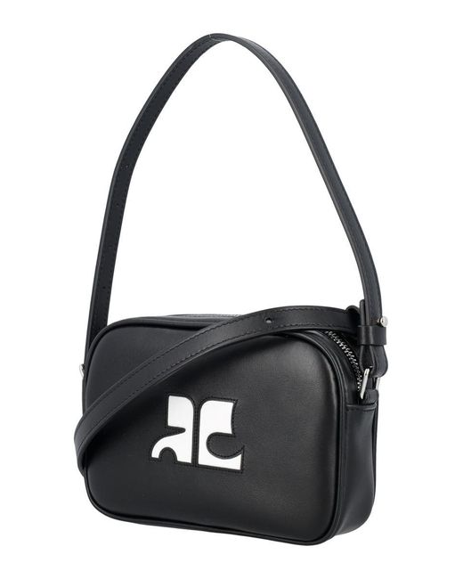 Courreges Black Slim Leather Camera Bag
