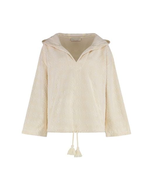 Tory Burch Natural Terry Hooded Sweatshirt