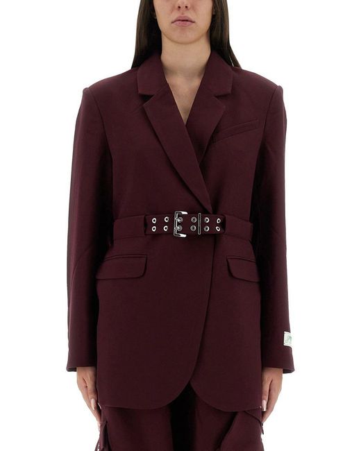 Ganni Red Crepe Blazer