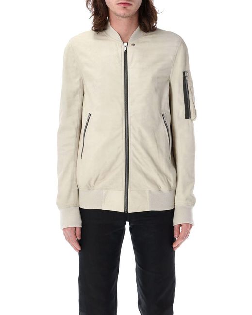 Rick Owens Natural Classic Flight Lamb Leather Jacket for men