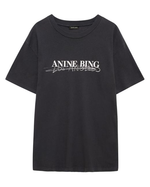 Anine Bing Black Walker Cotton T-shirt