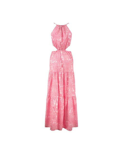 Saint Barth Pink Paisley Print Kaby Cut-Out Dress