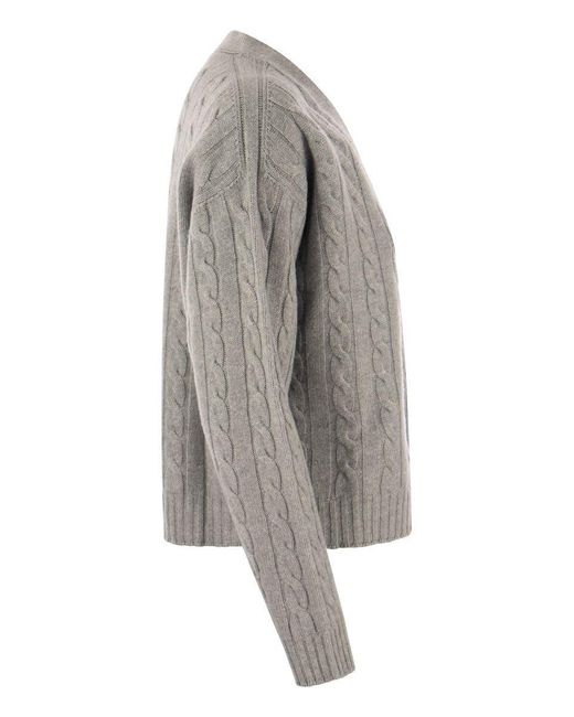 Peserico Gray Wool, Silk, Cashmere And Lurex Cardigan