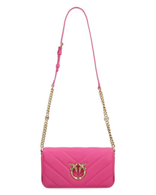 Pinko Pink Mini Love Click Leather Baguette Bag