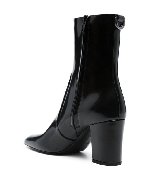 Saint Laurent Black Betty Buckled Glossed-leather Knee Boots