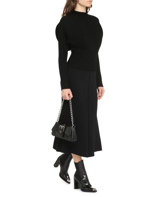 Tory Burch Black Ribbed Knit Pullover