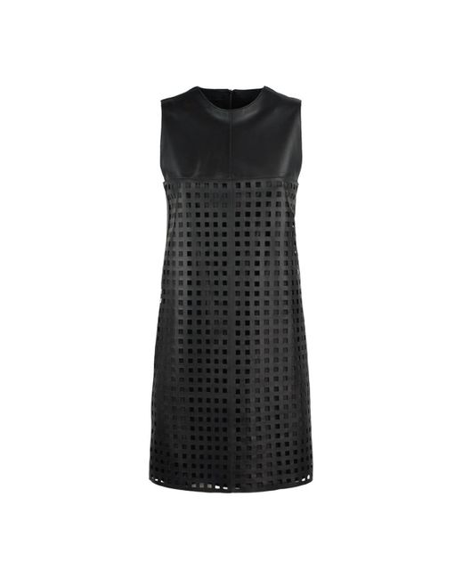 knee length dresses for ladies Vegan Leather & Laser-Cut Dress