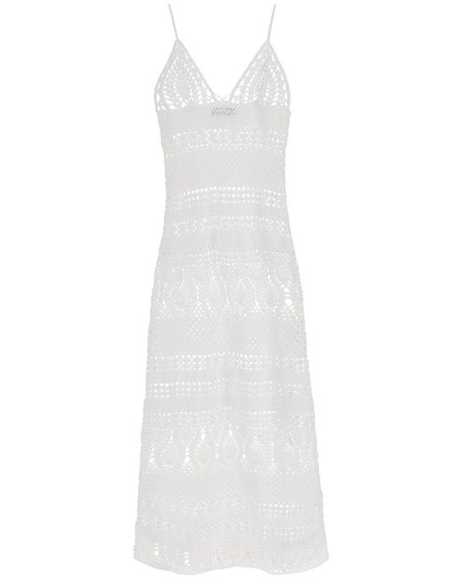 DSquared² White Crochet Maxi Dress
