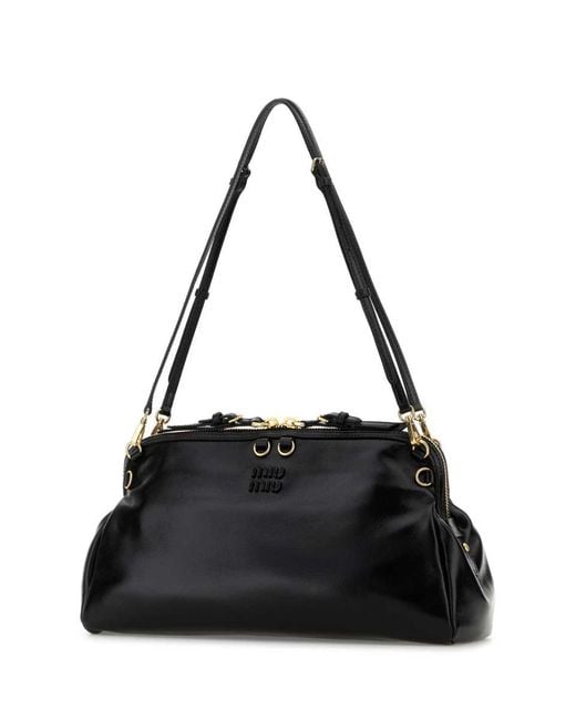 Miu Miu Black Leather Shoulder Bag