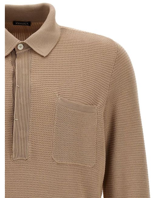 Zegna Natural Knitted Shirt Polo for men