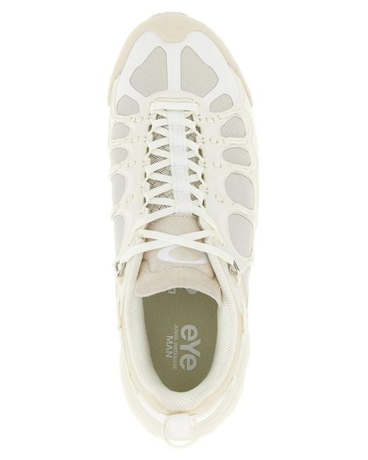 Junya Watanabe White Technical Fabric Sneakers With Cage-Like Overlay Design for men