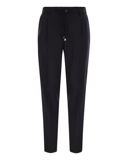 Peserico Blue Virgin Wool Trousers for men