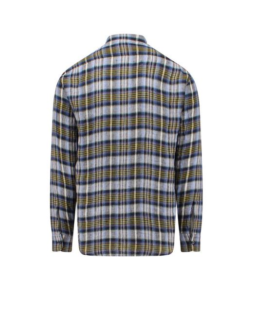 DSquared² Blue And Check Linen Shirt for men