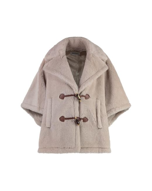 Max Mara Natural Chic Faux Fur Jacket With Toggle Buttons For
