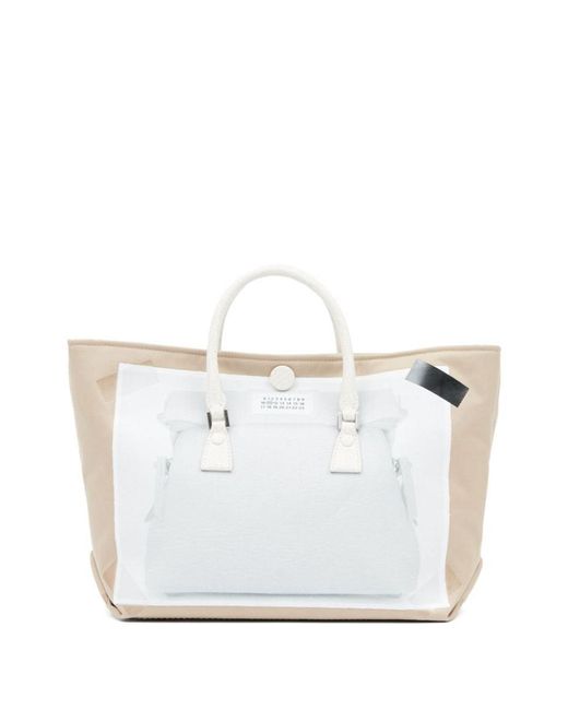 Maison Margiela White Mini 5ac Trompe L'oeil-print Tote Bag