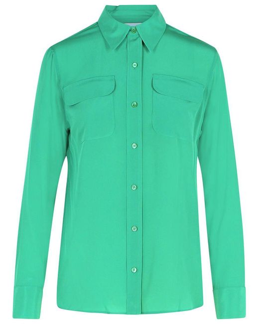 Equipment Green Silk Shirt