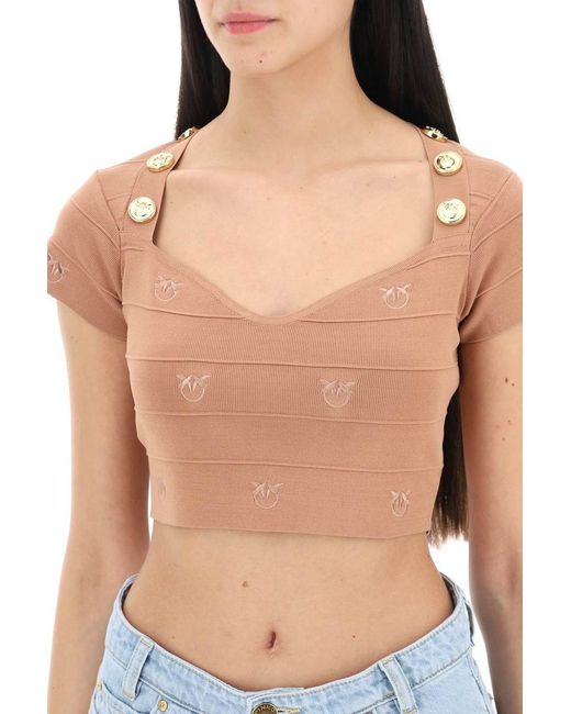 Pinko Natural Hoodia Knitted Crop Top