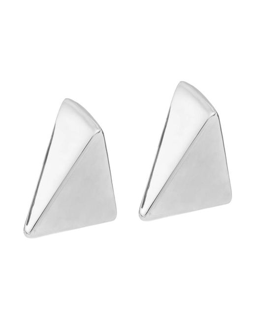 FEDERICA TOSI White 'Virtual' Metallic Earings With Butterfly Clasp Closure And Triangular Shape
