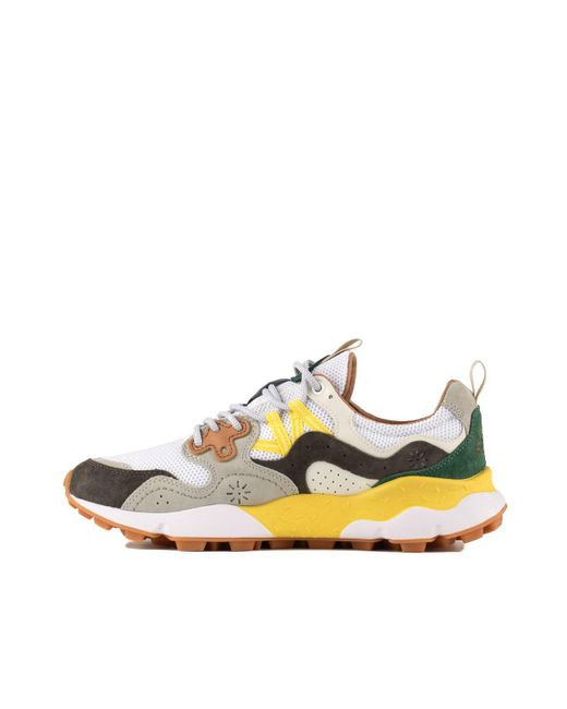Flower Mountain Multicolor Yamano 3 Grey And White Suede And Technical Fabric Sneakers for men