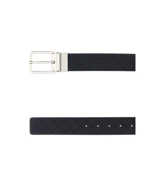 Bottega Veneta White Black Leather Belt for men