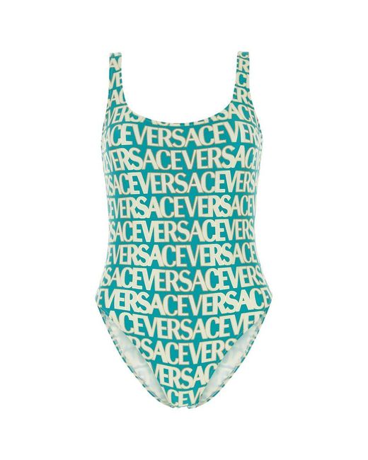 Versace Green Turquoise And White Swimsuit