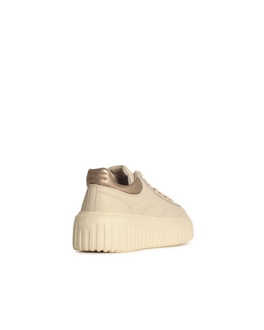 Hogan Natural 'H-Stripes' Leather Sneakers