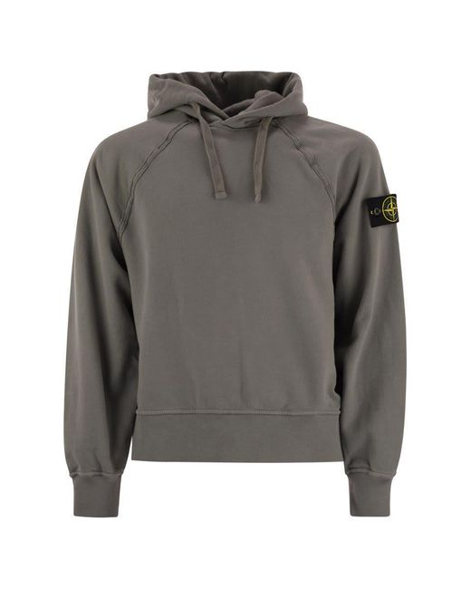 Stone Island Gray Oversized Hoodie With Raglan Sleeves for men