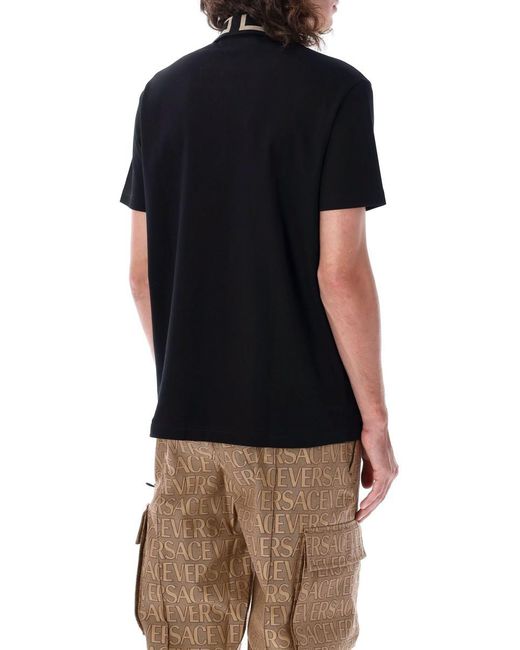 Versace Black Greca Short-sleeved Polo Shirt for men