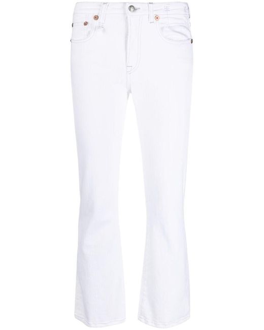 R13 White Flared Cropped Jeans