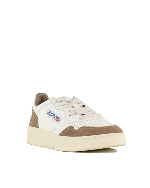 Autry Natural Medalist Low Leather And Suede Tobacco Sneakers