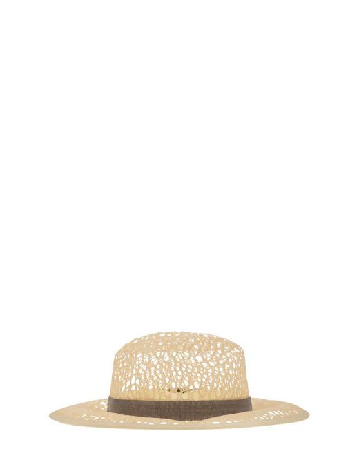 Brunello Cucinelli Natural Straw Hat With Precious Band
