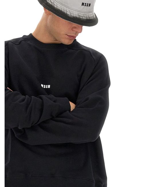 MSGM Black Sweatshirt With Logo for men