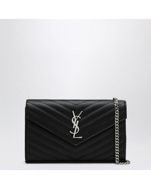 Saint Laurent Black Clutch With Chain Cassandre
