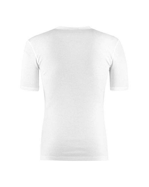 Dolce & Gabbana White Ribbed Cotton Crew-neck T-shirt for men