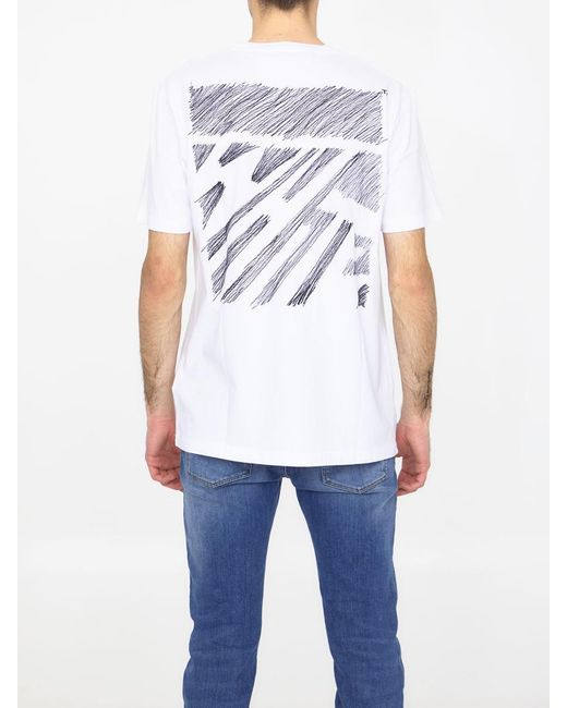 Off-White c/o Virgil Abloh Blue Off- Scribble Diagonal T-shirt for men