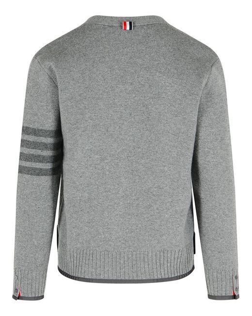 Thom Browne Gray Milano 4-Bar' Virgin Wool Cardigan for men