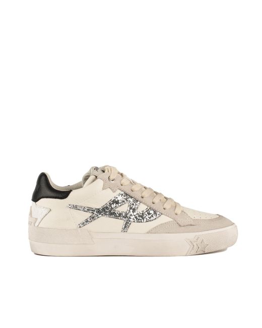 Ash Natural Smooth Leather And Suede Sneakers With Detailing