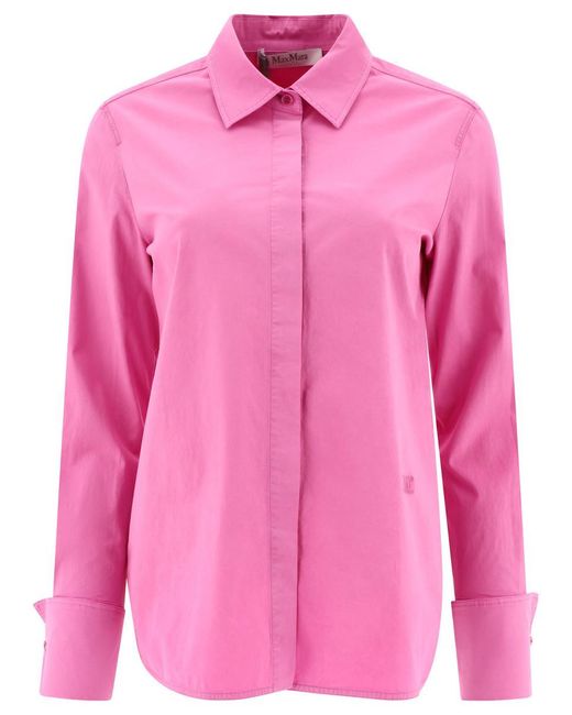 Max Mara Pink Stretch Canvas Fitted Shirt