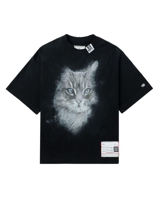 Maison Mihara Yasuhiro Black Distressed Cat Printed T-Shirt