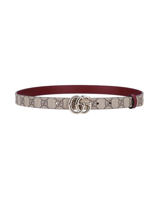 Gucci White Reversible Gg Marmont Thin Belt