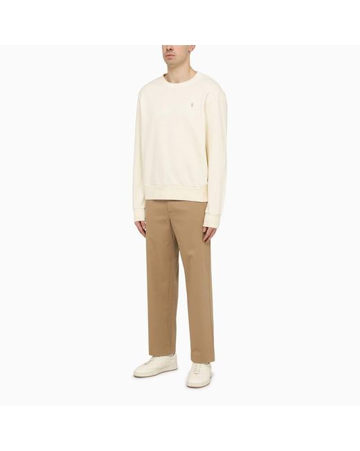 Polo Ralph Lauren White Cream Coloured Cotton Crewneck Sweatshirt for men