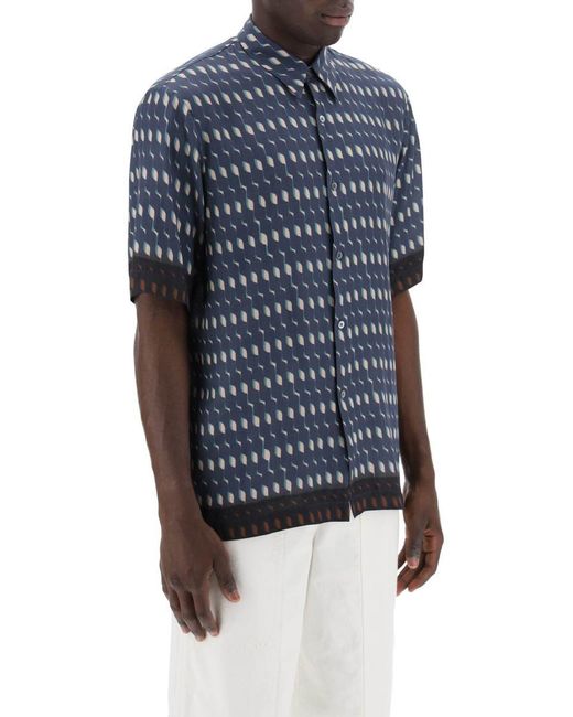 Dries Van Noten Blue "Two-Tone Print Shirt With for men