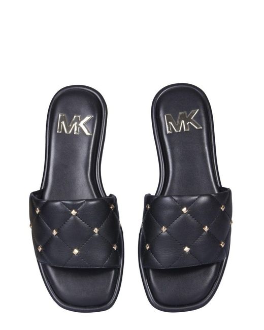 MICHAEL Michael Kors Leather Hayworth Slide Sandals in Black Lyst